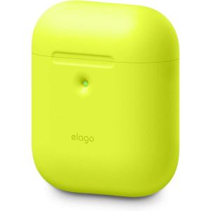 imageelago Silicone Protective Case Compatible with Apple AirPods 2 Wireless Charging Case Front LED Visible AntiSlip Coating Inside Patent Registered Nightglow BlueNeon Yellow