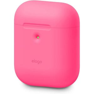 imageelago Silicone Protective Case Compatible with Apple AirPods 2 Wireless Charging Case Front LED Visible AntiSlip Coating Inside Patent Registered Nightglow BlueNeon Hot Pink