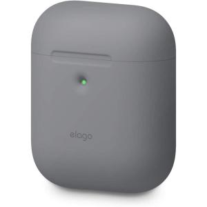 imageelago Silicone Protective Case Compatible with Apple AirPods 2 Wireless Charging Case Front LED Visible AntiSlip Coating Inside Patent Registered Nightglow BlueMedium Gray