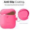 imageelago Silicone Case with Keychain Compatible with Apple AirPods 2 Wireless Charging Case Front LED Visible AntiSlip Coating Inside Premium Silicone BlackNeon Hot Pink
