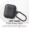 imageelago Silicone Case with Keychain Compatible with Apple AirPods 2 Wireless Charging Case Front LED Visible AntiSlip Coating Inside Premium Silicone BlackDark Gray
