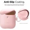 imageelago Silicone Case with Keychain Compatible with Apple AirPods 2 Wireless Charging Case Front LED Visible AntiSlip Coating Inside Premium Silicone BlackLovely Pink