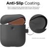 imageelago Silicone Case with Keychain Compatible with Apple AirPods 2 Wireless Charging Case Front LED Visible AntiSlip Coating Inside Premium Silicone BlackDark Gray