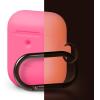 imageelago Silicone Case with Keychain Compatible with Apple AirPods 2 Wireless Charging Case Front LED Visible AntiSlip Coating Inside Premium Silicone BlackNeon Hot Pink