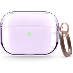 imageelago Compatible with AirPods Pro Case Clear  High Rating TPU Transparent Shockproof Protective Case Cover with Keychain Gel Tape Included Wireless Charging LavenderLavender