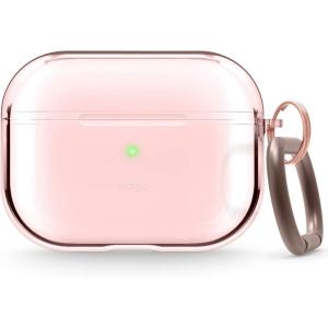 imageelago Compatible with AirPods Pro Case Clear  High Rating TPU Transparent Shockproof Protective Case Cover with Keychain Gel Tape Included Wireless Charging LavenderLovely Pink