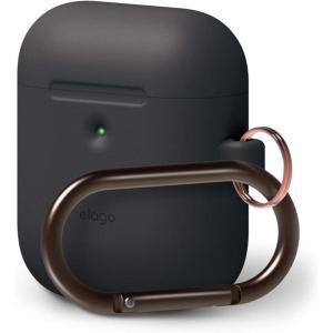imageelago Silicone Case with Keychain Compatible with Apple AirPods 2 Wireless Charging Case Front LED Visible AntiSlip Coating Inside Premium Silicone BlackBlack