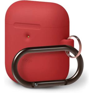 imageelago Silicone Case with Keychain Compatible with Apple AirPods 2 Wireless Charging Case Front LED Visible AntiSlip Coating Inside Premium Silicone BlackRed