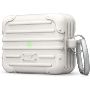 imageelago Suit Case Compatible with AirPods Pro Case Black  Premium Silicone Shock Absorbing Drop Protection Supports Wireless Charging Adhesive Tapes IncludedWhite