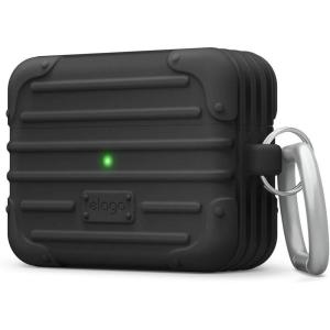imageelago Suit Case Compatible with AirPods Pro Case Black  Premium Silicone Shock Absorbing Drop Protection Supports Wireless Charging Adhesive Tapes IncludedBlack