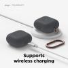 imageelago Silicone Case Compatible with AirPods 3rd Generation Case  Compatible with AirPods 3 Cover Carabiner Included Supports Wireless Charging Shock Resistant Full Protection Jean IndigoDark Grey