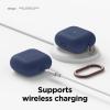 imageelago Silicone Case Compatible with AirPods 3rd Generation Case  Compatible with AirPods 3 Cover Carabiner Included Supports Wireless Charging Shock Resistant Full Protection Jean IndigoJean Indigo