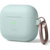imageelago Silicone Case Compatible with AirPods 3rd Generation Case  Compatible with AirPods 3 Cover Carabiner Included Supports Wireless Charging Shock Resistant Full Protection Jean Indigomint green