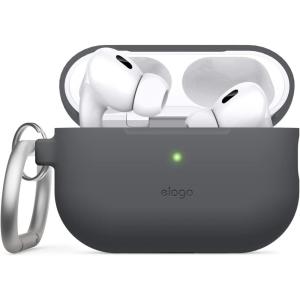 imageelago Compatible with AirPods Pro 2 Case 2022 Silicone Case with Keychain Front LED Visible Supports Wireless Charging LavenderDark Grey