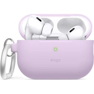 imageelago Compatible with AirPods Pro 2 Case 2022 Silicone Case with Keychain Front LED Visible Supports Wireless Charging LavenderLavender