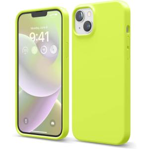 imageelago Compatible with iPhone 14 Plus Case Liquid Silicone Case Full Body Protective Cover Shockproof Slim Design AntiScratch Soft Microfiber Lining 67 inch BurgundyNeon Yellow