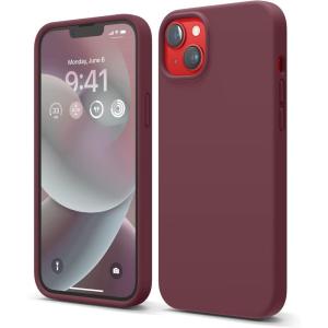 imageelago Compatible with iPhone 14 Plus Case Liquid Silicone Case Full Body Protective Cover Shockproof Slim Design AntiScratch Soft Microfiber Lining 67 inch BlackBurgundy