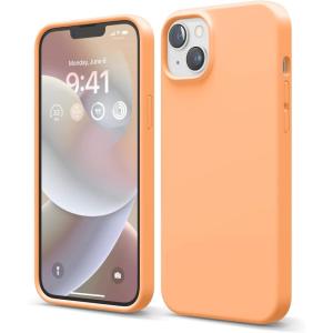 imageelago Compatible with iPhone 14 Plus Case Liquid Silicone Case Full Body Protective Cover Shockproof Slim Design AntiScratch Soft Microfiber Lining 67 inch BlackOrange