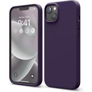 imageelago Compatible with iPhone 14 Plus Case Liquid Silicone Case Full Body Protective Cover Shockproof Slim Design AntiScratch Soft Microfiber Lining 67 inch BlackDeep Purple