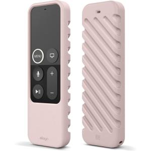 imageelago R3 Protective Case Compatible with Apple TV Siri Remote 1st Generation Red  Extra Protection Durable Silicone Lanyard Included Full AccessSand Pink