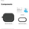 imageelago Armor Case Compatible with AirPods Pro 3 Case  Carabiner Included Supports Wireless Charging Shock Resistant Full Protection StoneBlack