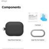 imageelago Compatible with AirPods Pro 3 Case  Premium Silicone Case with Carabiner Supports Wireless Charging Shock Resistant Full Protection Headphone Accessories StoneBlack