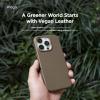 imageelago Magnetic Leather Case Compatible with iPhone 16 Pro Case Compatible with All MagSafe Accessories 63 inch  Builtin Magnets Vegan Leather Shockproof WaterResistant BlackTaupe