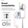 imageelago Magnetic Selfie Stick Tripod Compatible with MagSafe for iPhone and Galaxy Strong Magnetism Portable Lightweight Extendable Pouch Bluetooth Remote Guide Sticker Included Light BlueLovely Pink