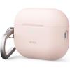 imageelago Compatible with AirPods Pro 3 Case  Premium Silicone Case with Carabiner Supports Wireless Charging Shock Resistant Full Protection Headphone Accessories StoneSand Pink