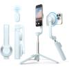 imageelago Magnetic Selfie Stick Tripod Compatible with MagSafe for iPhone and Galaxy Strong Magnetism Portable Lightweight Extendable Pouch Bluetooth Remote Guide Sticker Included Light BlueLight Blue