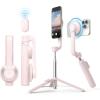 imageelago Magnetic Selfie Stick Tripod Compatible with MagSafe for iPhone and Galaxy Strong Magnetism Portable Lightweight Extendable Pouch Bluetooth Remote Guide Sticker Included Light BlueLovely Pink