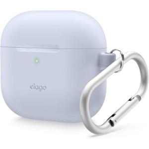 imageelago Compatible with AirPods 4 Case  Premium Silicone Case with Carabiner Supports Wireless Charging Shock Resistant Full Protection Headphone Accessories Nightglow BlueLight Blue