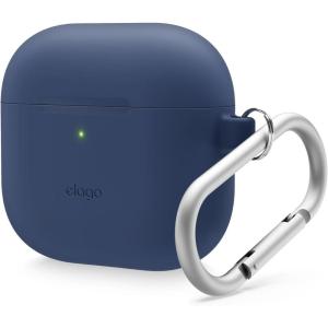 imageelago Compatible with AirPods 4 Case  Premium Silicone Case with Carabiner Supports Wireless Charging Shock Resistant Full Protection Headphone Accessories Nightglow BlueJean Indigo