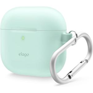 imageelago Compatible with AirPods 4 Case  Premium Silicone Case with Carabiner Supports Wireless Charging Shock Resistant Full Protection Headphone Accessories Nightglow BlueMint