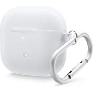 imageelago Compatible with AirPods 4 Case  Premium Silicone Case with Carabiner Supports Wireless Charging Shock Resistant Full Protection Headphone Accessories Nightglow BlueNightglow Blue