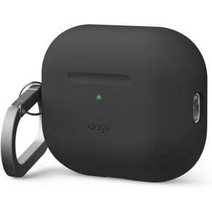 imageelago Compatible with AirPods Pro 3 Case  Premium Silicone Case with Carabiner Supports Wireless Charging Shock Resistant Full Protection Headphone Accessories StoneBlack