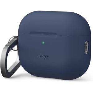imageelago Compatible with AirPods Pro 3 Case  Premium Silicone Case with Carabiner Supports Wireless Charging Shock Resistant Full Protection Headphone Accessories StoneJean Indigo