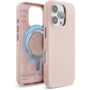 imageelago Magnetic Leather Case Compatible with iPhone 16 Pro Case Compatible with All MagSafe Accessories 63 inch  Builtin Magnets Vegan Leather Shockproof WaterResistant BlackLovely Pink