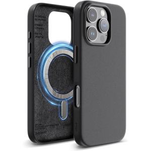 imageelago Magnetic Leather Case Compatible with iPhone 16 Pro Case Compatible with All MagSafe Accessories 63 inch  Builtin Magnets Vegan Leather Shockproof WaterResistant BlackBlack