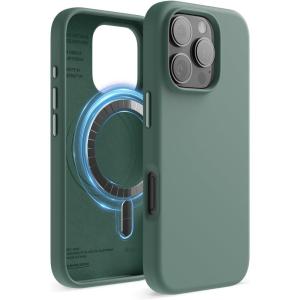 imageelago Magnetic Silicone Case Compatible with iPhone 16 Pro Max Case 69 Inch Compatible with All MagSafe Accessories  Builtin Magnets Soft Grip Silicone Shockproof StoneMidnight Green
