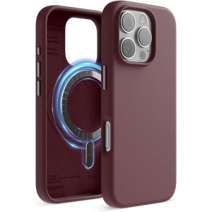 imageelago Magnetic Silicone Case Compatible with iPhone 16 Pro Max Case 69 Inch Compatible with All MagSafe Accessories  Builtin Magnets Soft Grip Silicone Shockproof StoneBurgundy