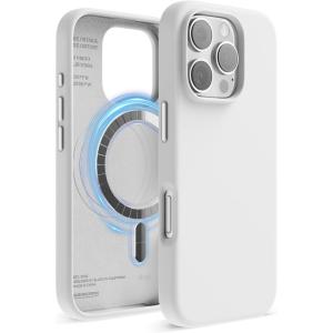 imageelago Magnetic Silicone Case Compatible with iPhone 16 Pro Max Case 69 Inch Compatible with All MagSafe Accessories  Builtin Magnets Soft Grip Silicone Shockproof StoneWhite