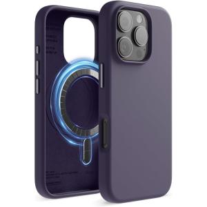 imageelago Magnetic Silicone Case Compatible with iPhone 16 Pro Max Case 69 Inch Compatible with All MagSafe Accessories  Builtin Magnets Soft Grip Silicone Shockproof StoneDeep Purple