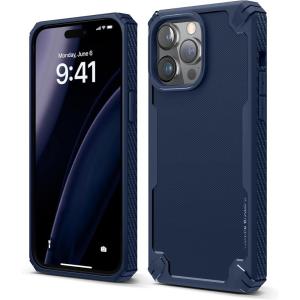 imageElago Armor iPhone 14 Pro Max 67quot Case  Military Grade Drop Protection HeavyDuty Carbon Fiber Texture Shockproof Bumper BlackJean Indigo