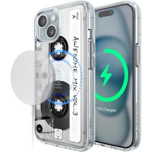 imageelago Cassette Tape 2 Magnetic Hybrid Case Compatible with iPhone 15 Durable Full Body Protection Raised Lip Screen ampamp Camera Protection CleariPhone 15