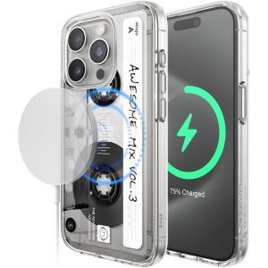imageelago Cassette Tape 2 Magnetic Hybrid Case Compatible with iPhone 15 Durable Full Body Protection Raised Lip Screen ampamp Camera Protection CleariPhone 15 Pro