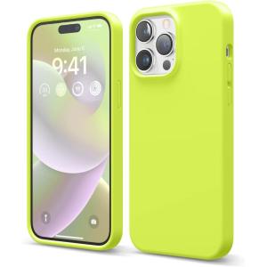 imageelago Compatible with iPhone 14 Pro Max Case Liquid Silicone Case Full Body Protective Cover Shockproof Slim Phone AntiScratch Soft Microfiber Lining 67 inch RedNeon Yellow