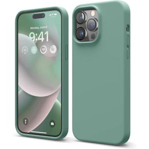 imageelago Compatible with iPhone 14 Pro Max Case Liquid Silicone Case Full Body Protective Cover Shockproof Slim Phone AntiScratch Soft Microfiber Lining 67 inch RedMidnight Green