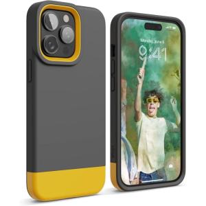 imageelago Glide Armor Case Designed for iPhone 14 Pro Max Case Drop Protection Shockproof Protective TPU Cover Upgraded Shockproof Mix and Match Parts Enhanced Camera Guard ClearLovely PinkDark GrayYellow