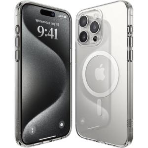 imageelago Magnetic Hybrid Clear Case Compatible with iPhone 15 Pro Max Case Compatible with MagSafe 67quot US Military Grade Drop Protection PC  TPU Hybrid Technology Reduced Yellowing BlackWhite